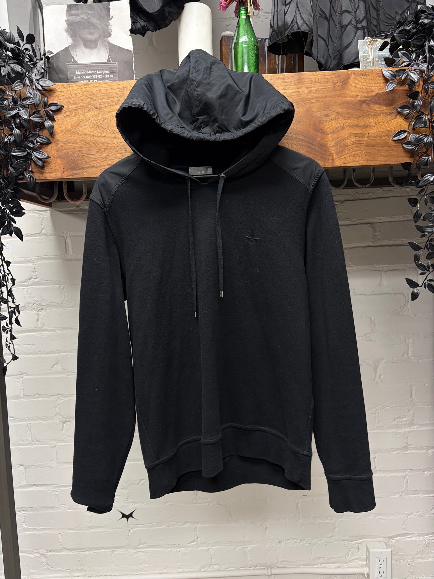 Dior Homme Nylon/Cotton Panelled Hood and Shoulders Drawstring Hoodie