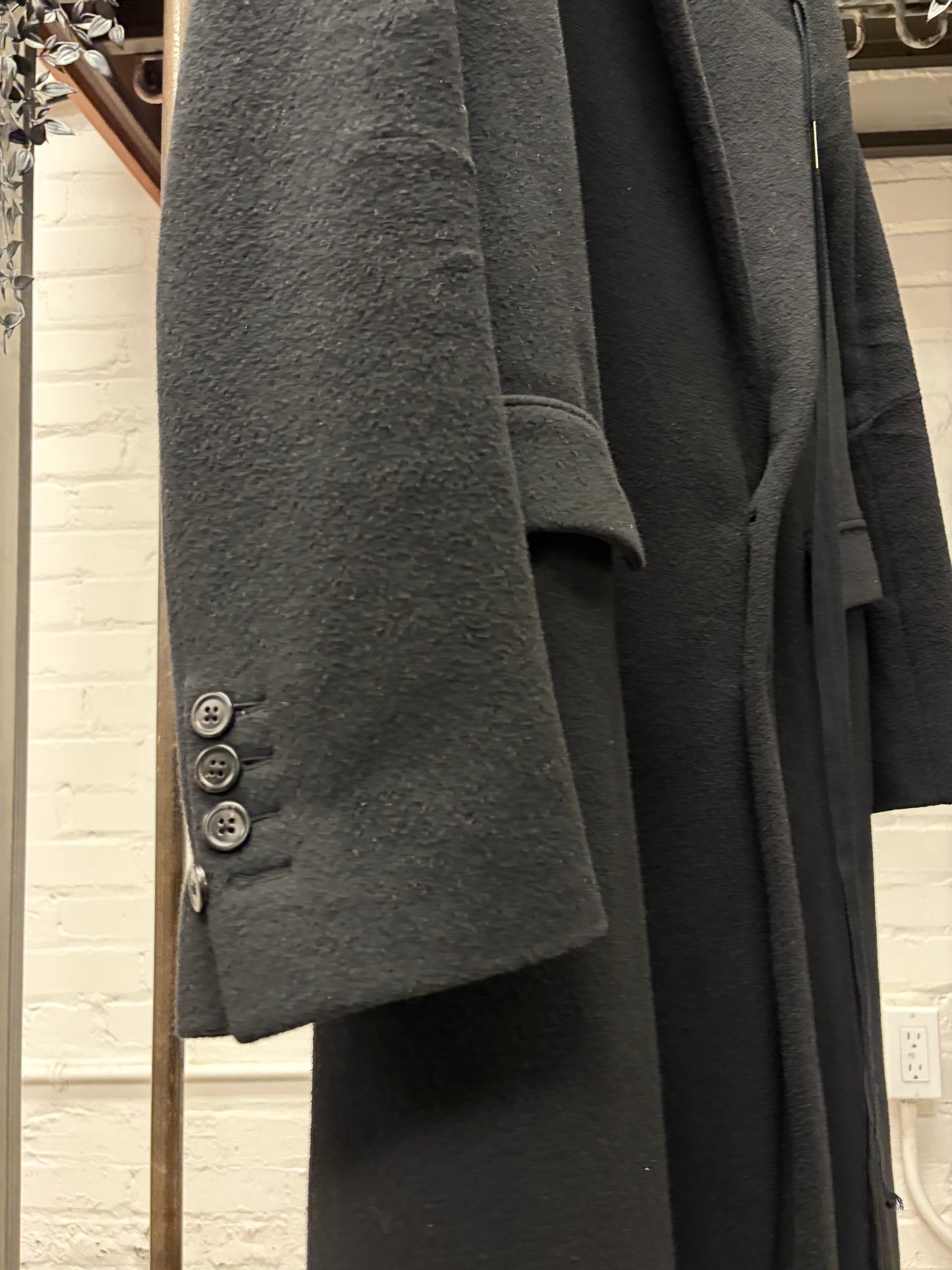 2024 Ann Demeulemeester Full Length Black Cashmere/Wool Single Breasted Coat