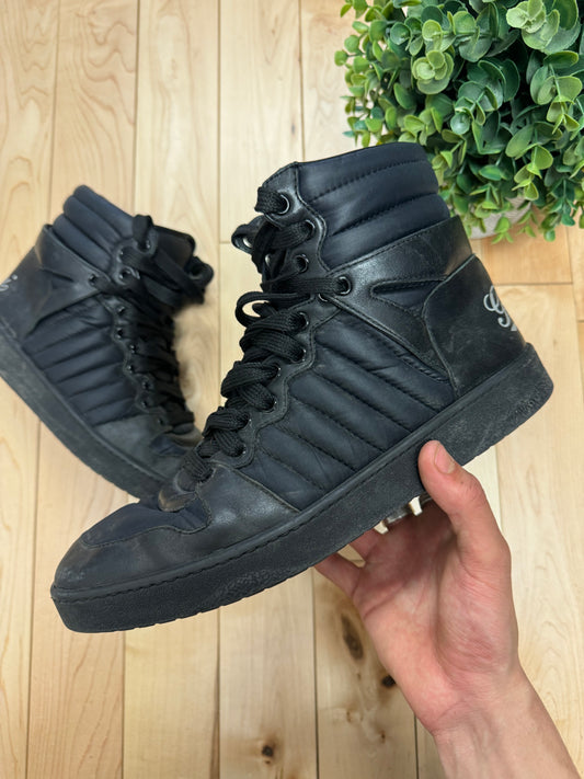 Gucci ‘Hudson’ Black Leather High Top Sneakers