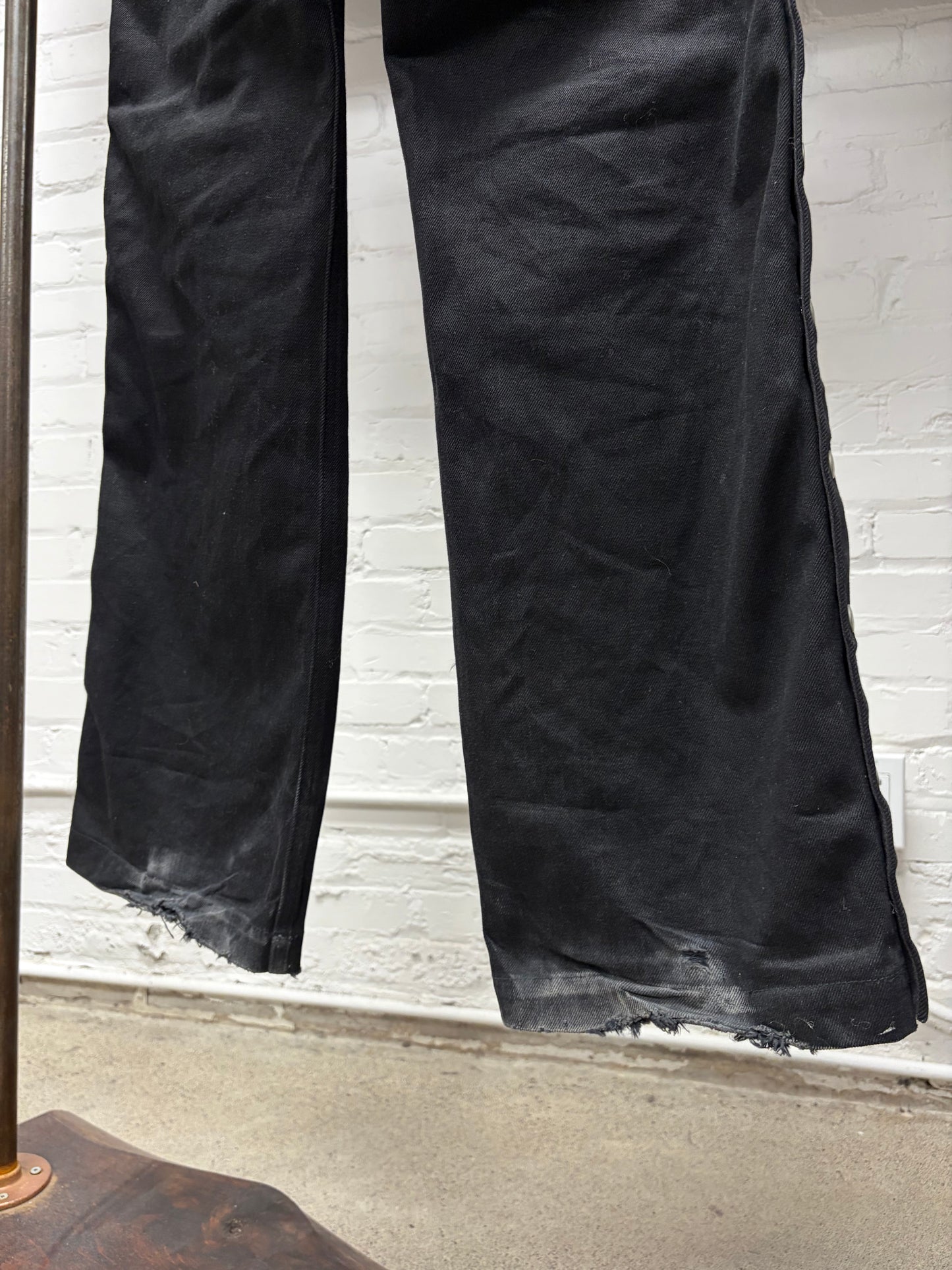 Rick Owens 16oz Japanese Denim ‘Pusher’ Button Snap Black Selvedge Bootcut Jeans