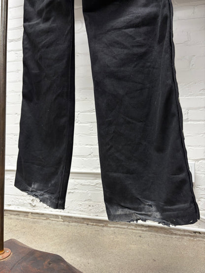 Rick Owens 16oz Japanese Denim ‘Pusher’ Button Snap Black Selvedge Bootcut Jeans