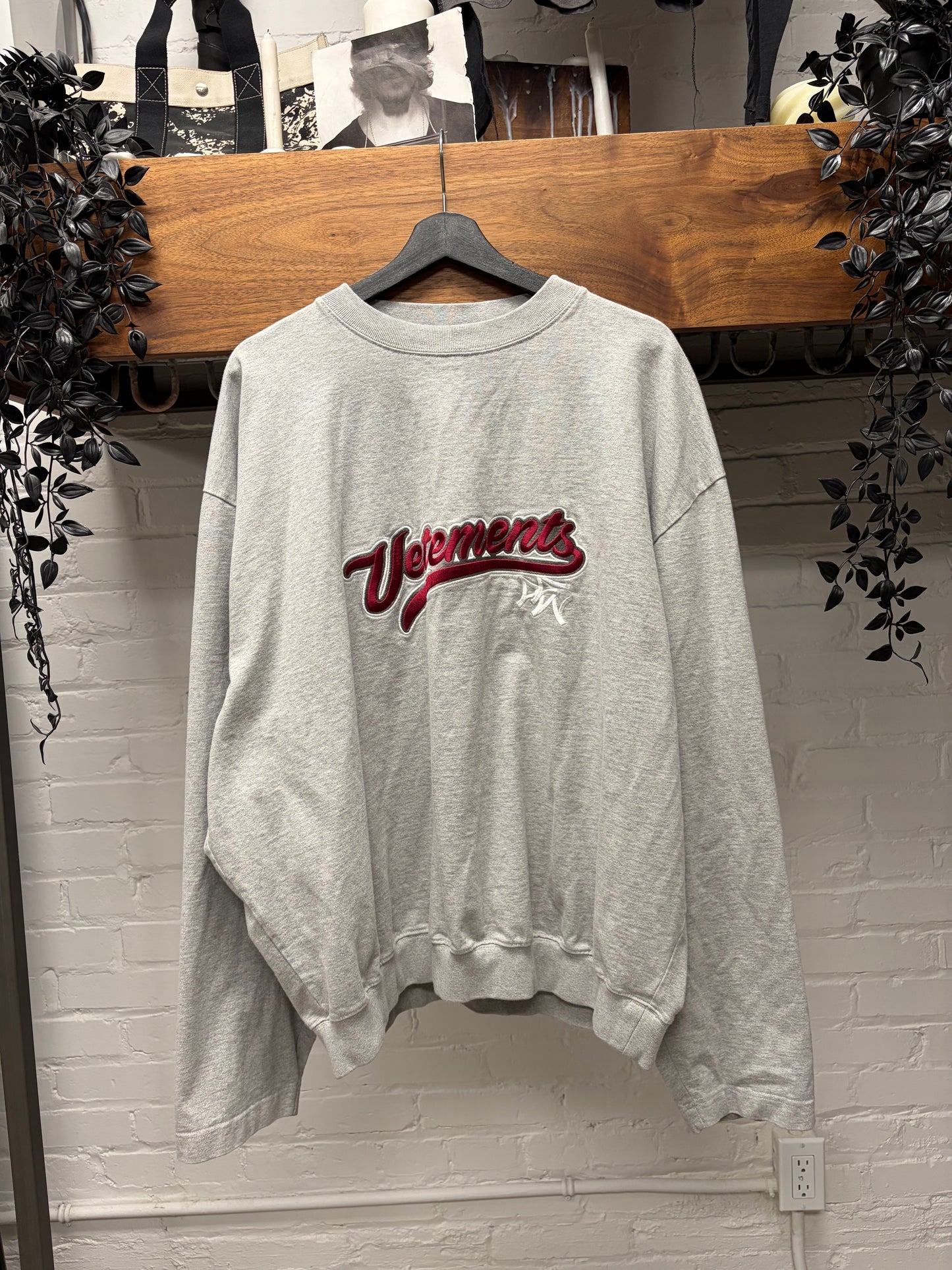 SS2018 Vetements ‘Baseball Logo’ Embroidered Red/Grey Sweatshirt