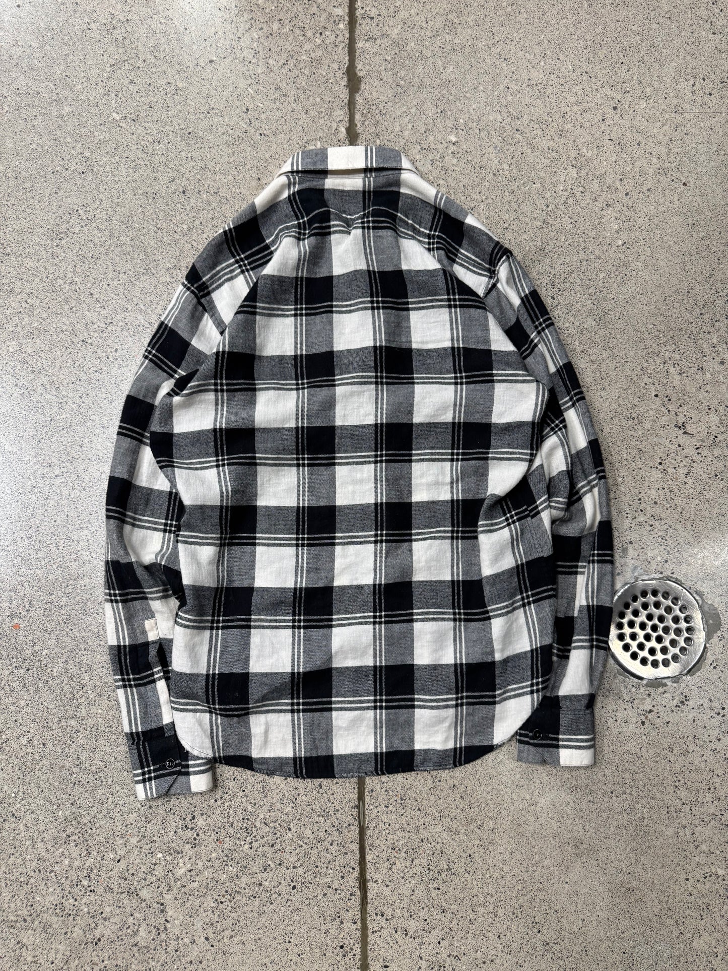 2017 Saint Laurent Plaid Black/Natural White Plaid Patterned Flannel