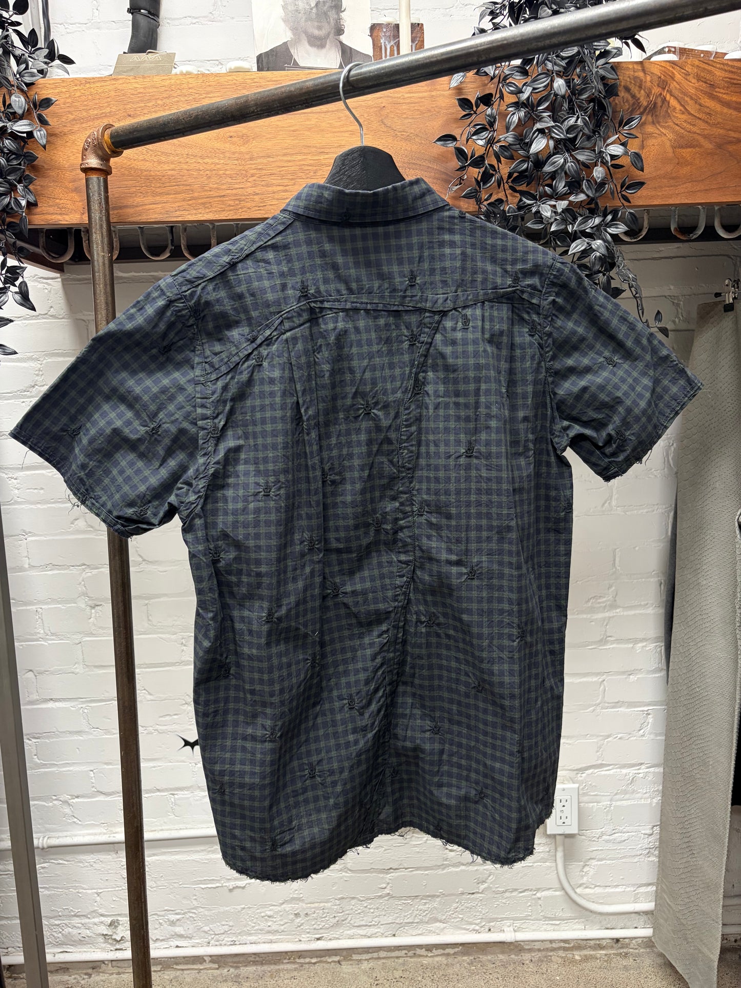 SS2013 Undercover ‘Middle Finger’ Plaid Short Sleeve Collared Shirt