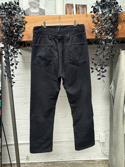 Kapital Black Corduroy ‘Buckle Back’ Straight Leg Denim