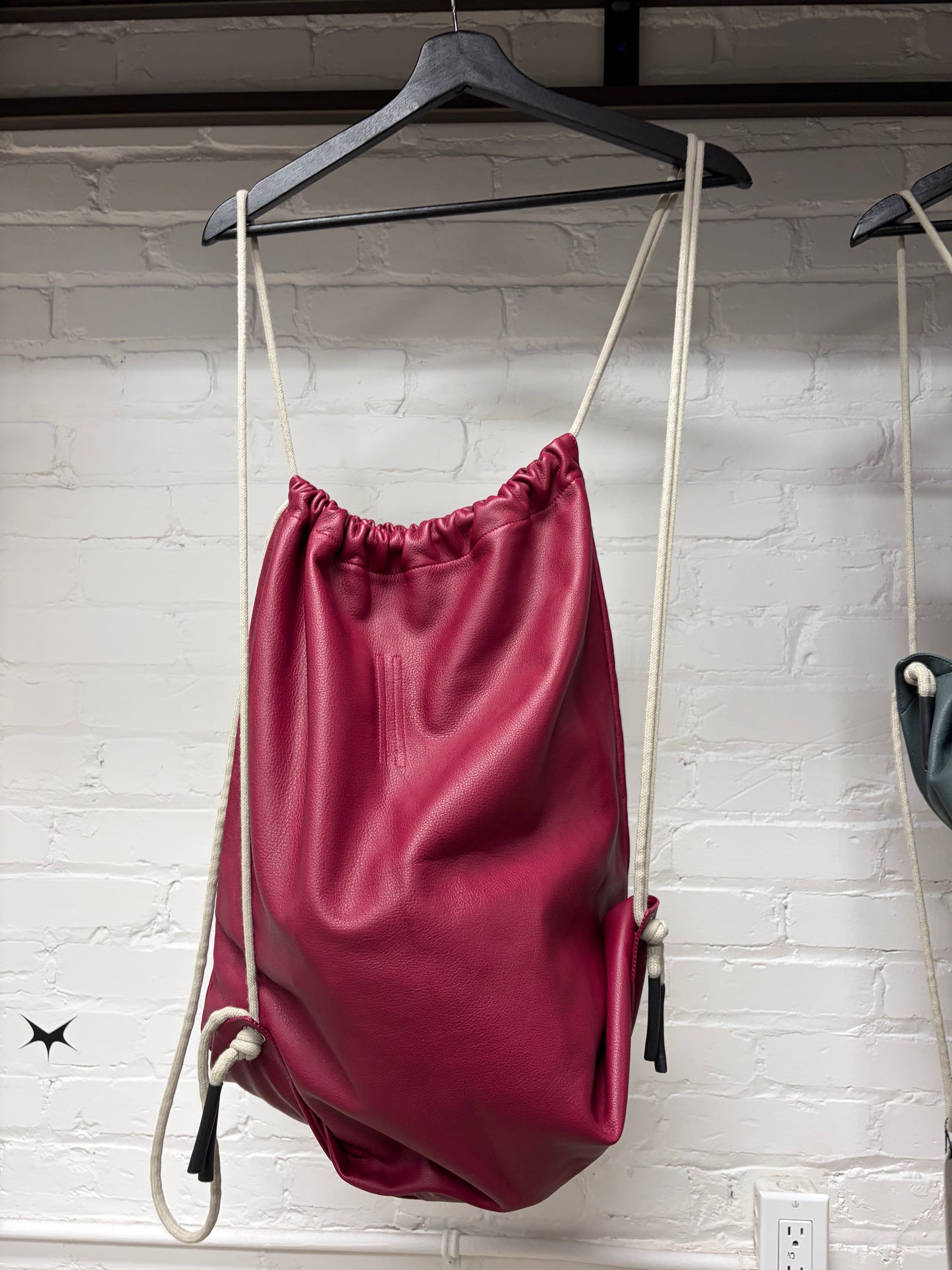 SS2023 Rick Owens ‘Edfu’ Fuchsia/Pink Leather Drawstring Bag