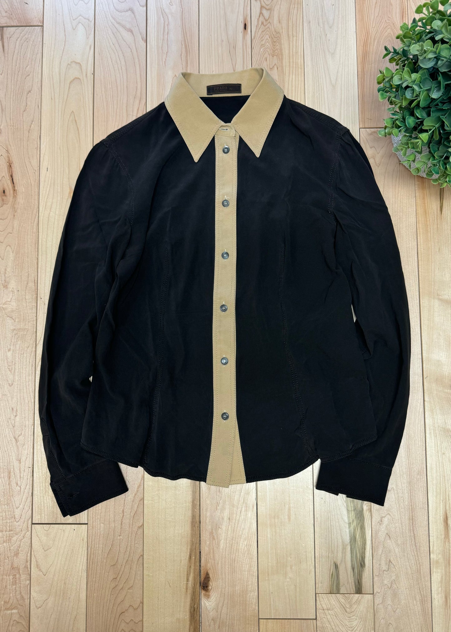 Prada Brown/Tan Button Down Shirt