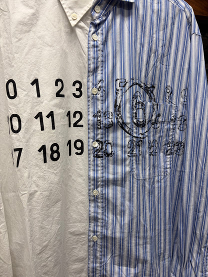 SS2023 Maison Margiela ‘Spliced Logo’ Pinstripe/White Button Up Shirt