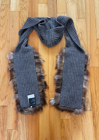 Spring Summer 2000 Miu Miu Hooded ‘Fox Fur’ Wool Scarf