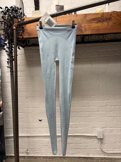 SS2021 Chanel Light Blue Monogram Tights