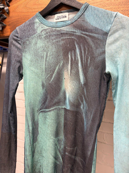 Jean Paul Gaultier ‘Body Art’ Mesh Long Sleeve Shirt