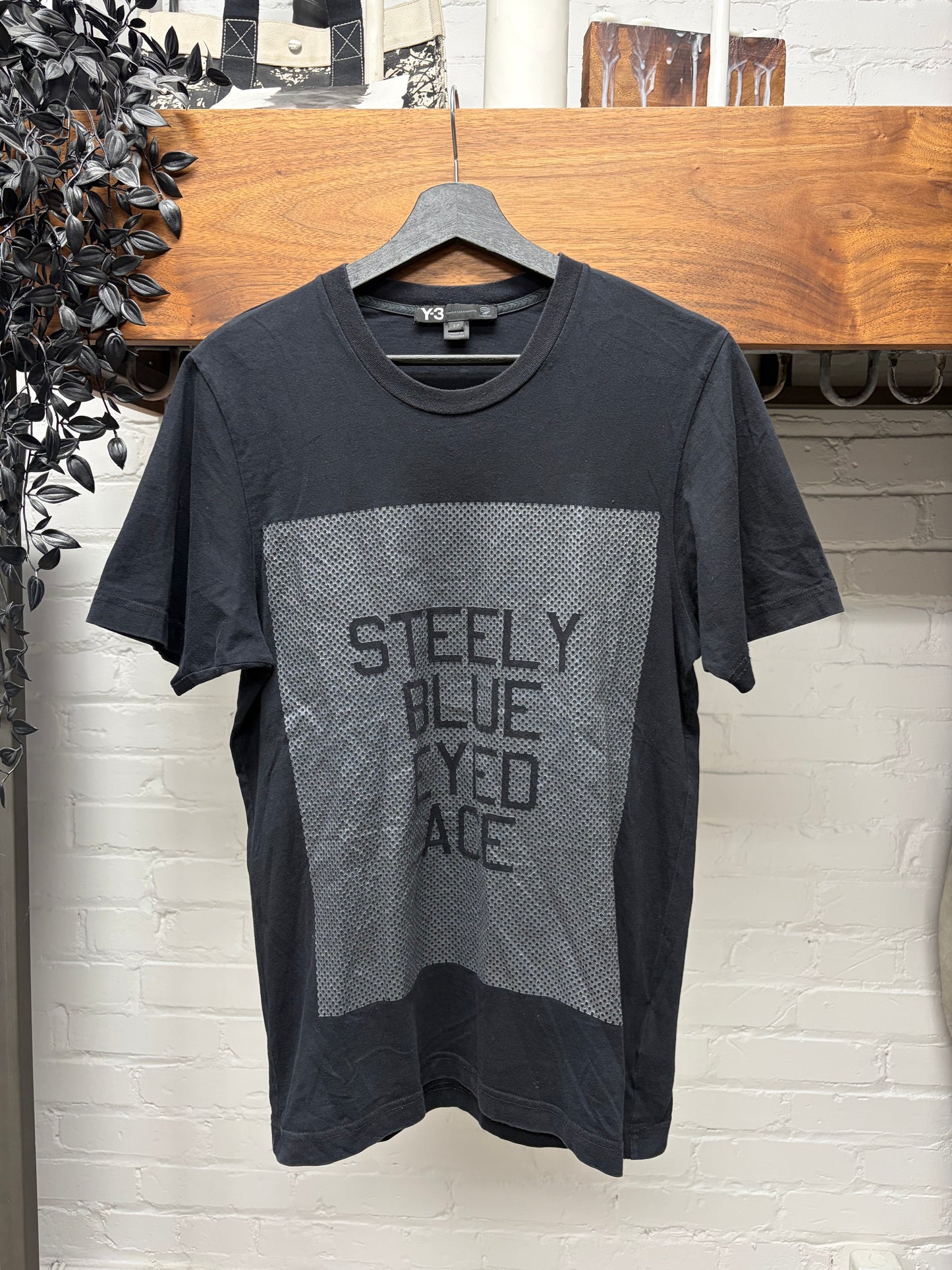 Y-3 by Yohji Yamamoto ‘Steely Blue Eyed Ace’ Digital Black Graphic T-Shirt