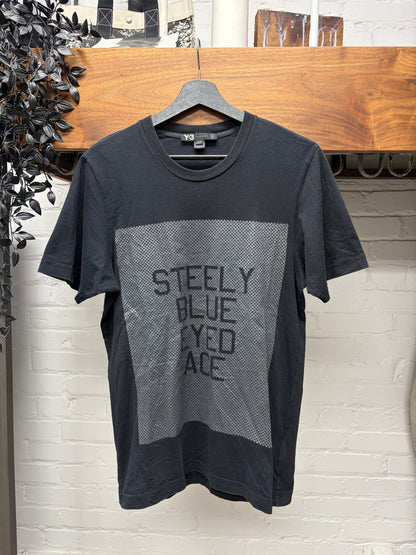 Y-3 by Yohji Yamamoto ‘Steely Blue Eyed Ace’ Digital Black Graphic T-Shirt