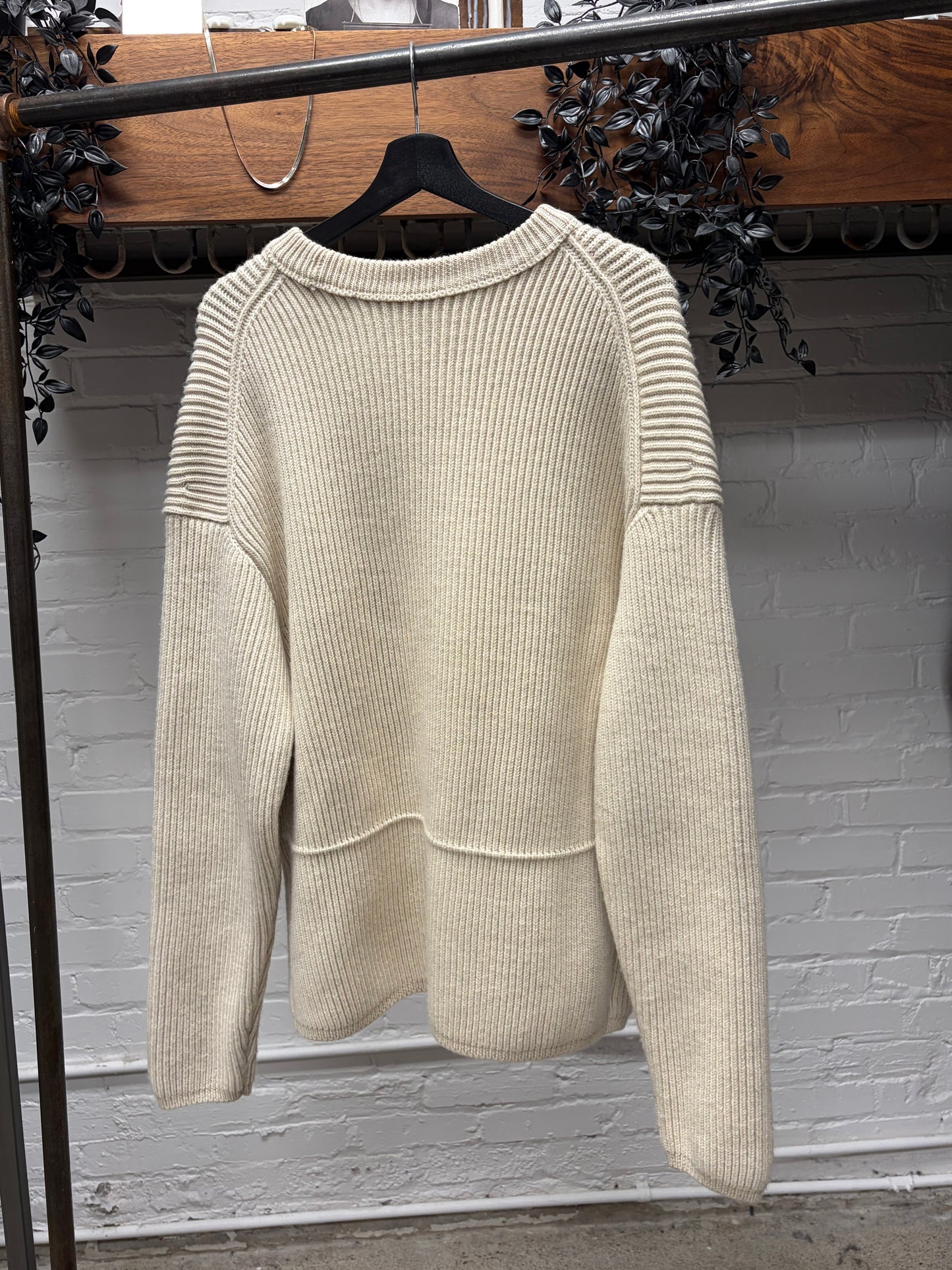 Acne Studios ‘Njal’ Heavy Wool Ribbed Cream White Sweater