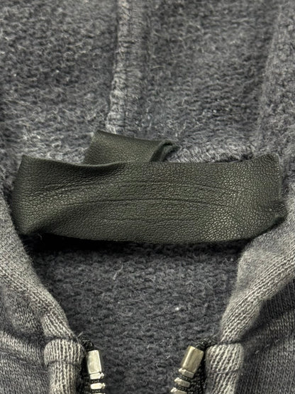 Chrome Hearts ‘Paper Jam’ Leather Cross Patch Sun-Faded Zip Up Hoodie