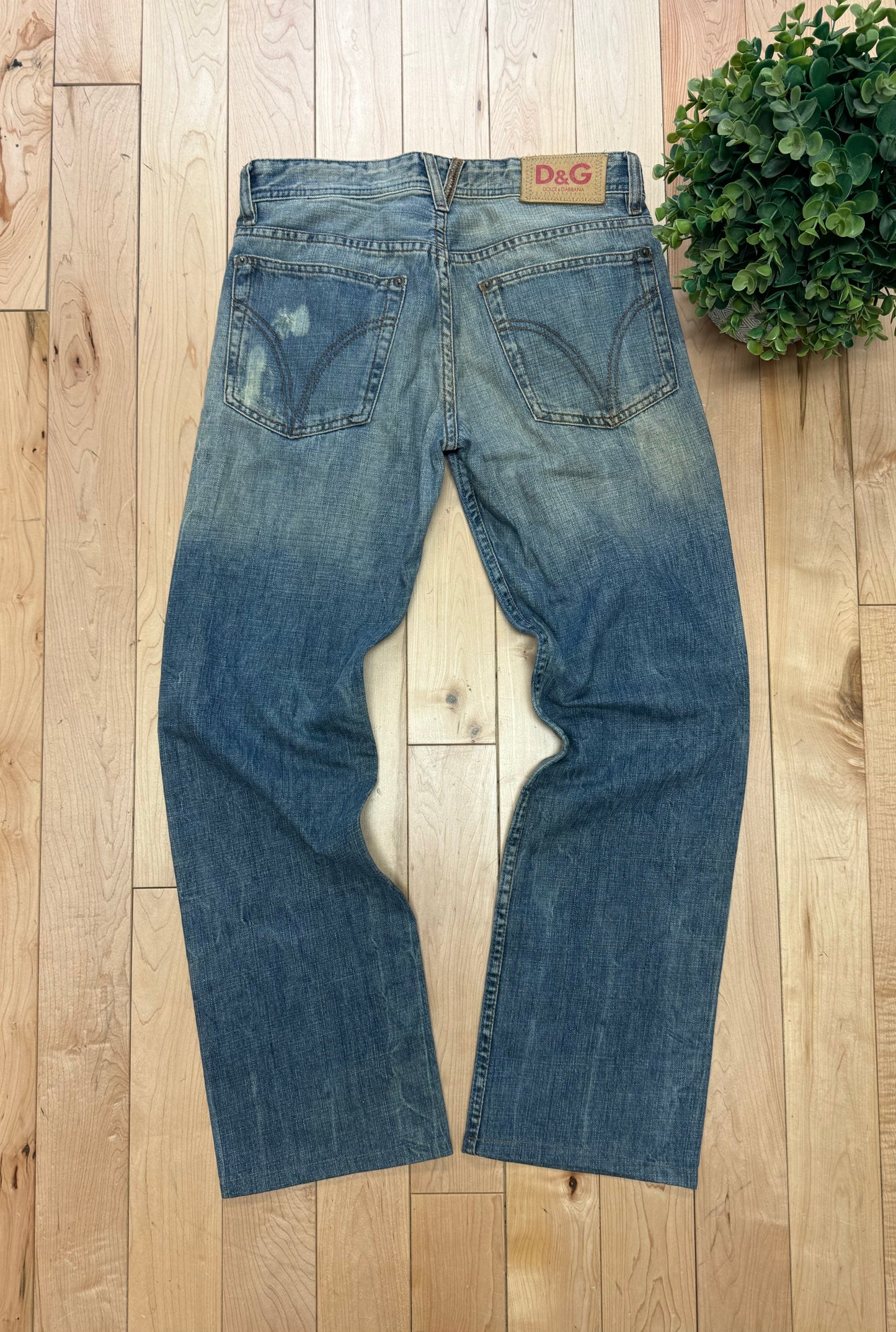 2000s Dolce & Gabbana Boot Cut Washed Blue Denim