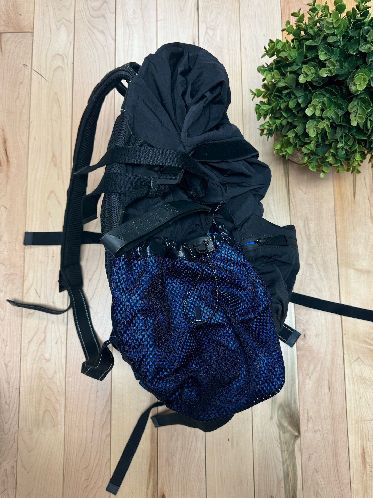 Bottega Veneta Black/Blue Tech Nylon ‘Trekking’ Backpack