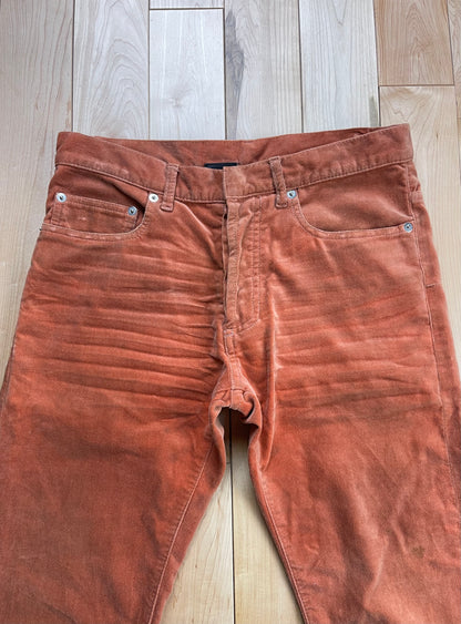 Dior Homme by Hedi Slimane Orange Corduroy Flared Pants