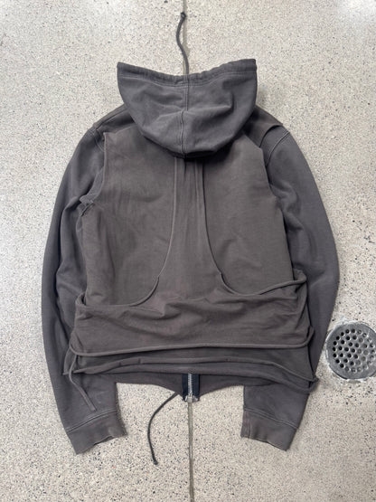 Rick Owens ‘Slab’ Layered Leather ‘Dust’ Hoodie