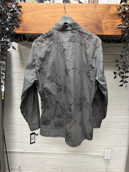 Vintage Gucci ‘Botanical’ Patterned Mute Grey/Purple Button Up Shirt