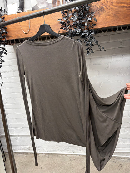 2000s Rick Owens ‘Lilies’ Cape Draped Sheer Black Long Sleeve Shirt