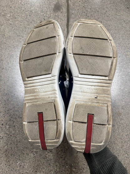 Prada ‘Americas Cup’ Blue Patent Leather Low Top Sneakers