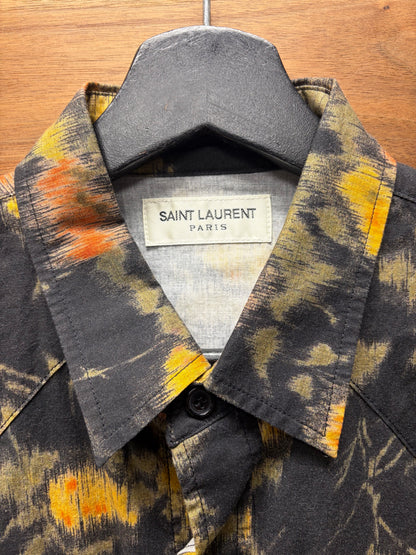 2020 Saint Laruent ‘Floral’ Patterned Short Sleeve Button Snap Collared Shirt