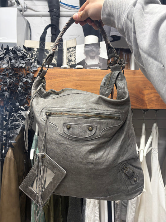 Balenciaga Taupe Brown Leather ‘Hobo’ Shoulder Bag