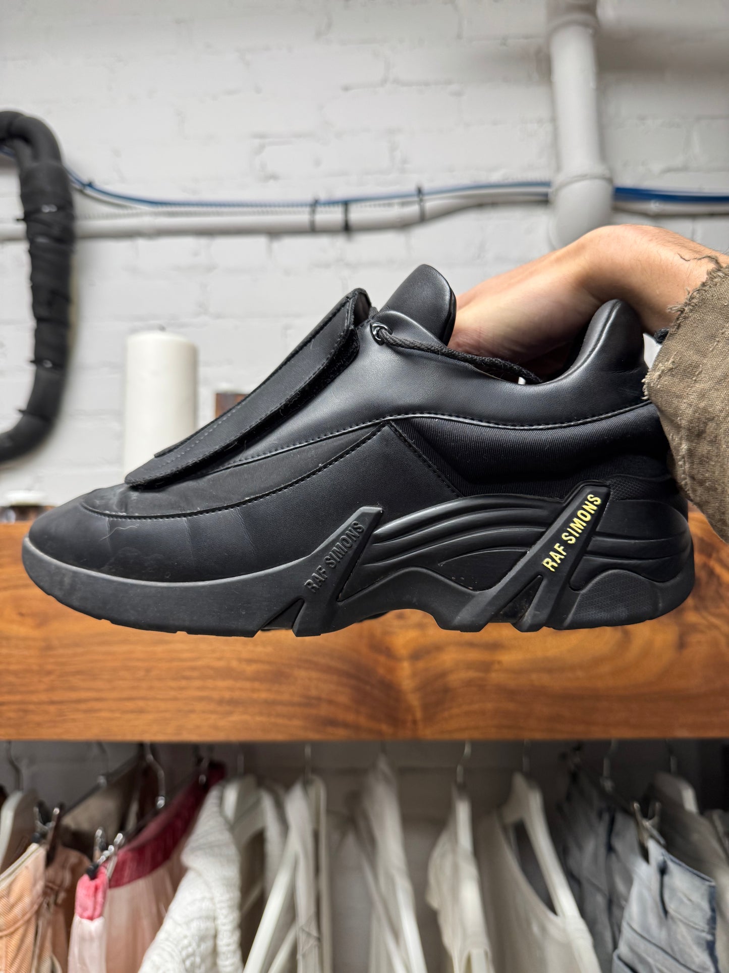 Raf Simons ‘Cyclone’ Triple Black Leather Low Top Sneakers
