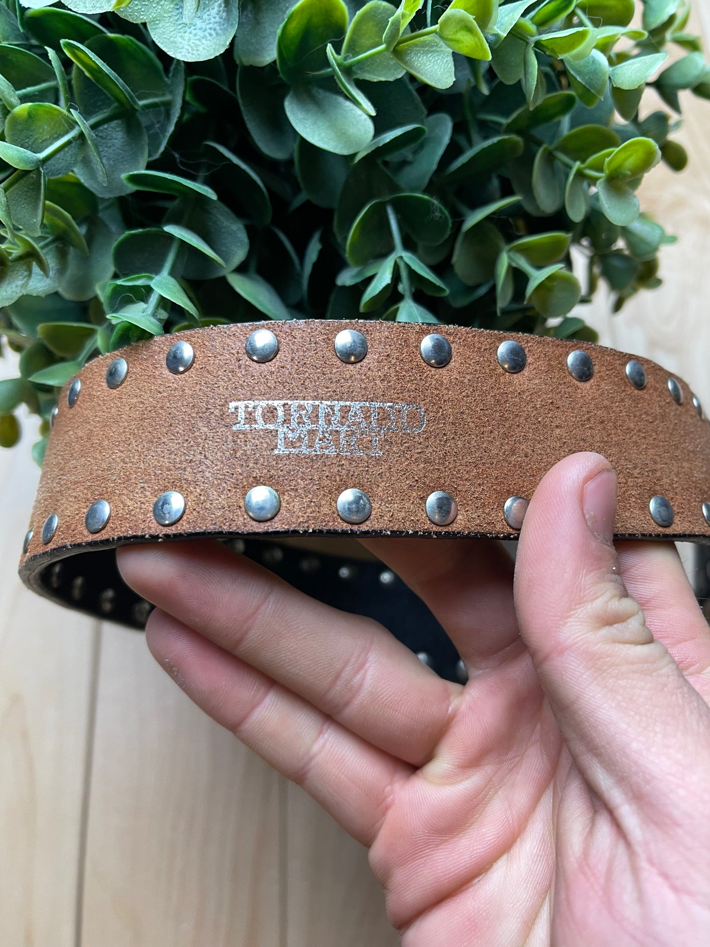 Tornado Mart Black Leather Studded Belt