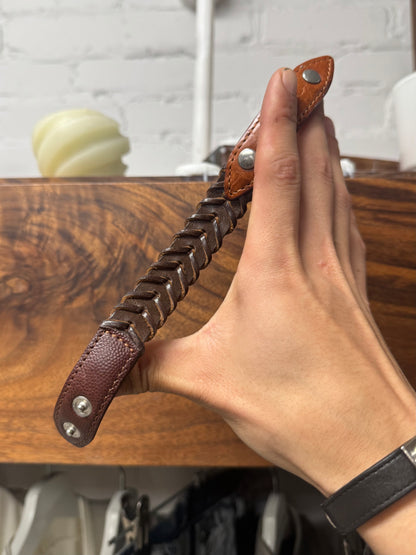 Maison Margiela ‘Braided’ Brown Leather Snap Bracelet
