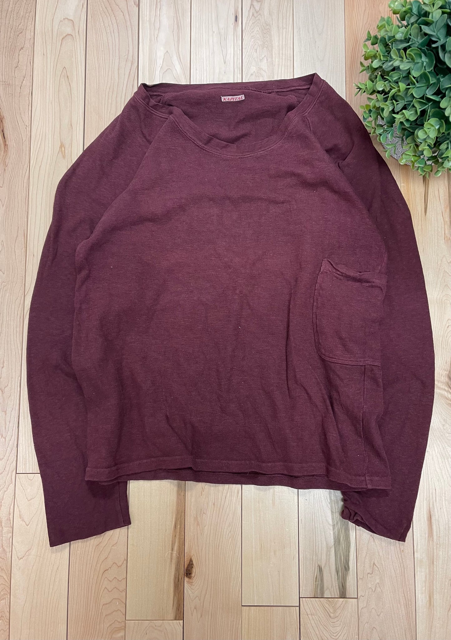 Kapital Overdyed Red Longsleeve Pocket T-shirt