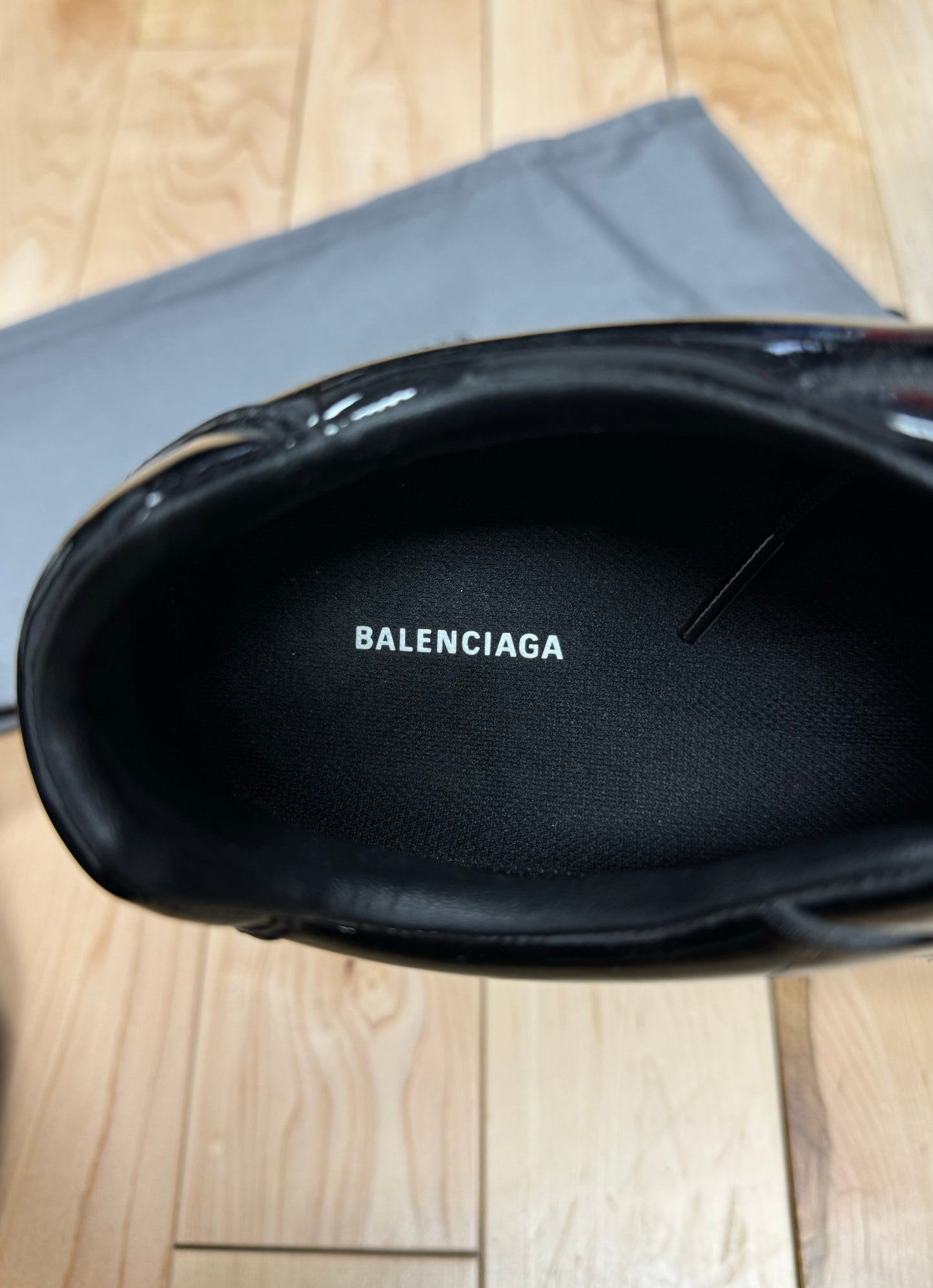 Balenciaga Zen Black Patent Leather Soccer Sneakers