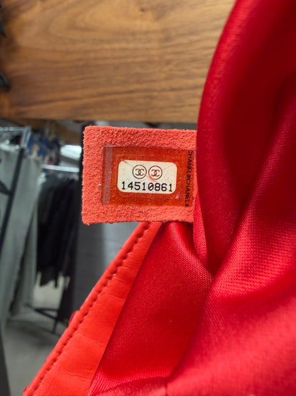 Chanel Red Python Leather Classic ‘Flap Bag’ with Silver Hardware