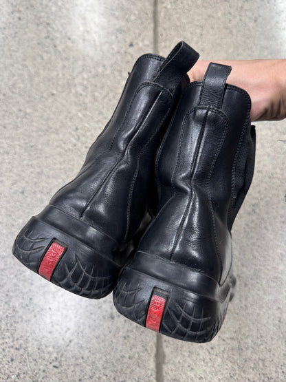Prada Sport Black Leather Ankle Boots
