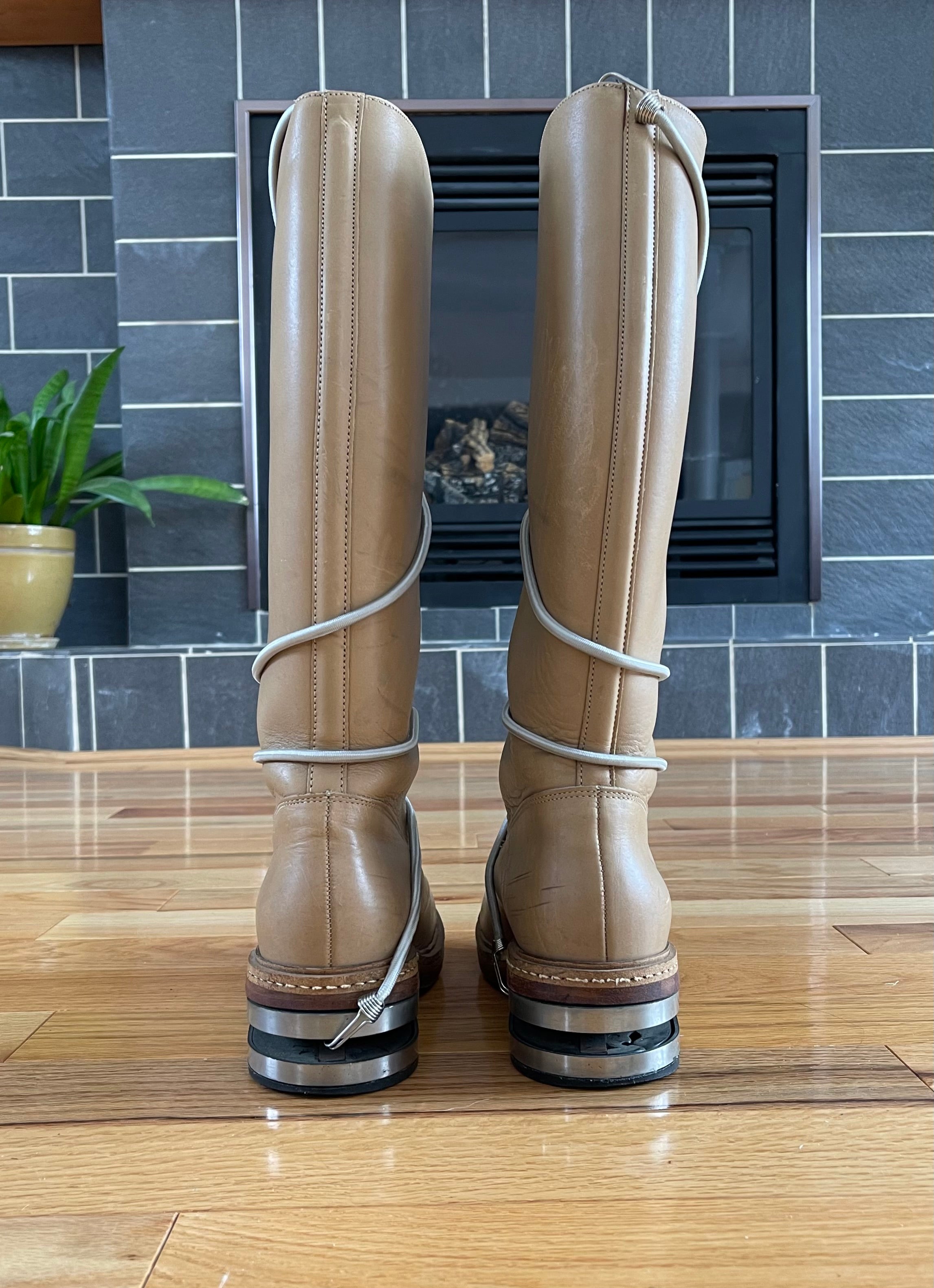 Dirk Bikkembergs Knee High 'Bungee Cord' Wraparound Brown Leather