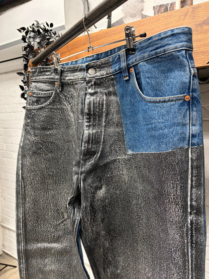 2022 Margiela Paint Cracked Wide Leg Blue Denim