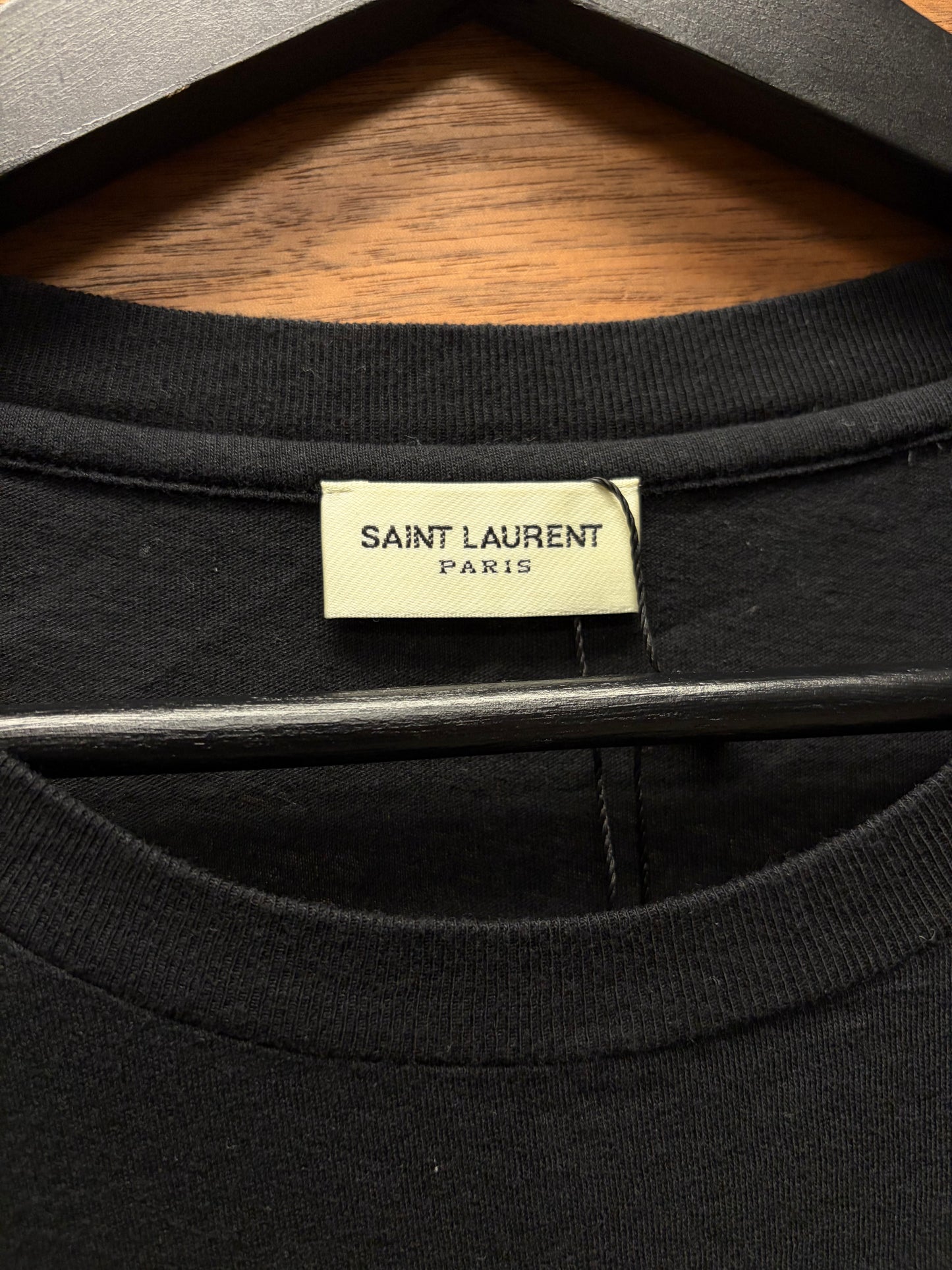 2017 Saint Laurent ‘Smoking Lips’ Black Mini Graphic T-Shirt