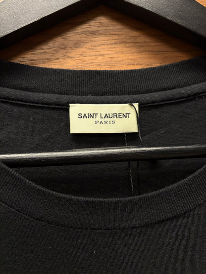 2017 Saint Laurent ‘Smoking Lips’ Black Mini Graphic T-Shirt