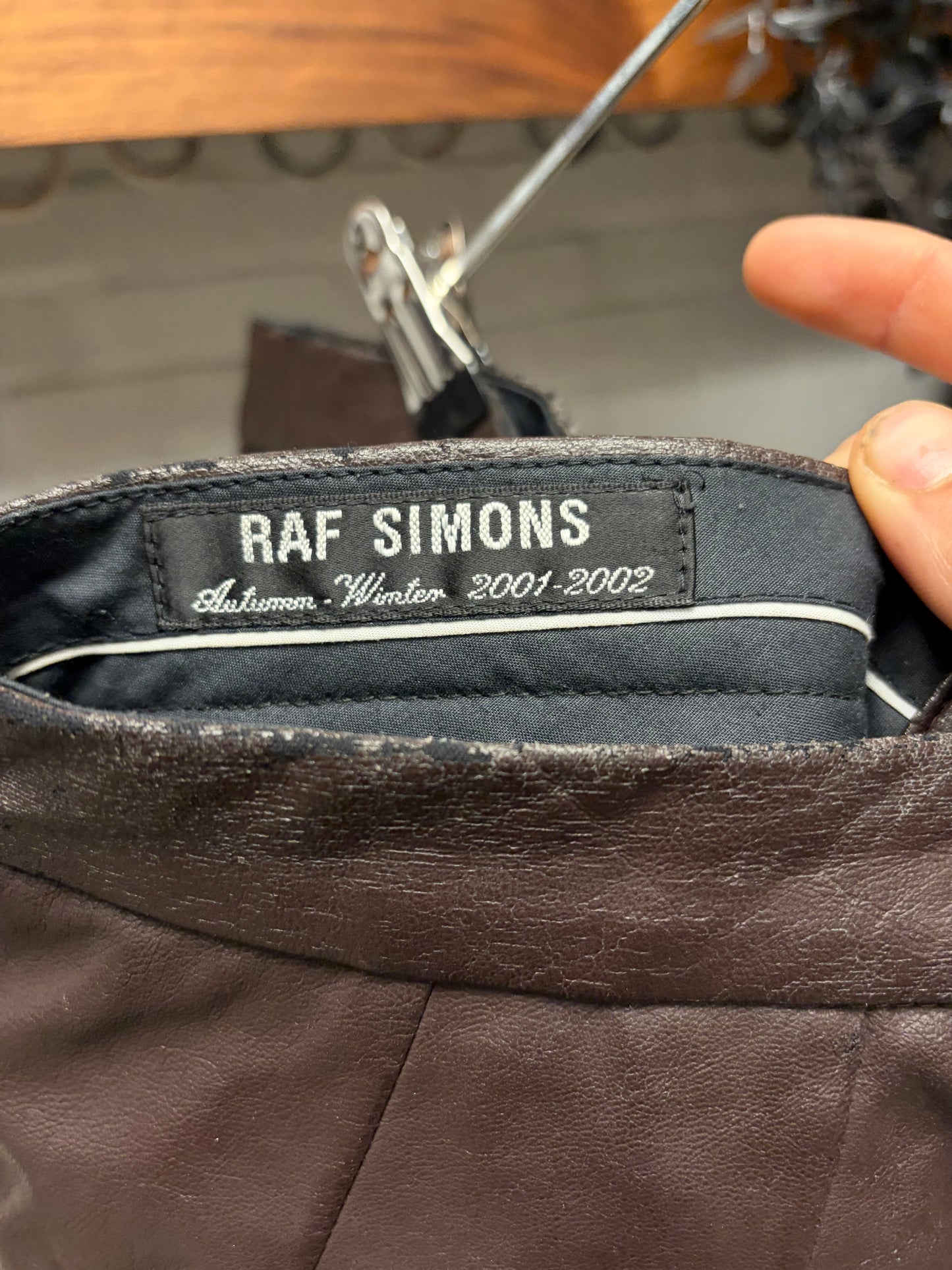 AW2001 Raf Simons ‘Riot Riot Riot’ Brown Lambskin Leather Pants