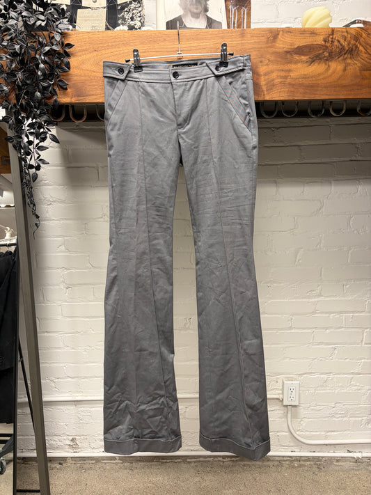 2000s Balenciaga by Nicholas Ghesquiere Pleated Grey Flared Leg Pants