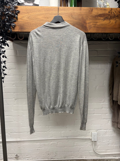 SS2005 Dior Homme by Hedi Slimane ‘Beck’ Grey Cashmere Long Sleeve Knit Polo