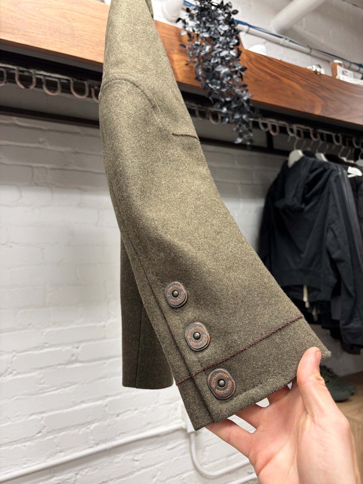 2000s Dsquared2 Heavy Wool Military Green Coat