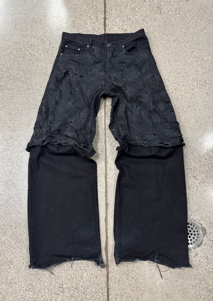 Paradoxe Paris ‘Dead Leaves’ Layered Black Crinkle Denim