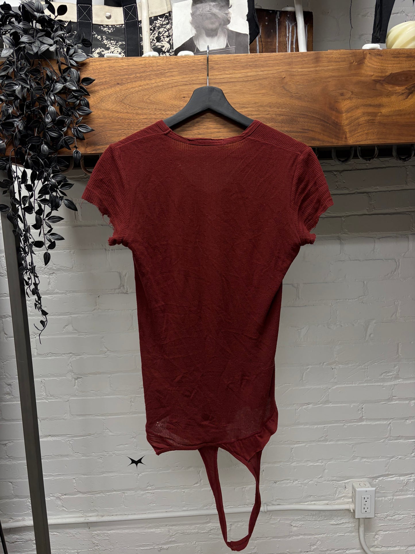 SS2011 Julius Silk/Cotton Dark Red Ribbed Short Sleeve T-Shirt