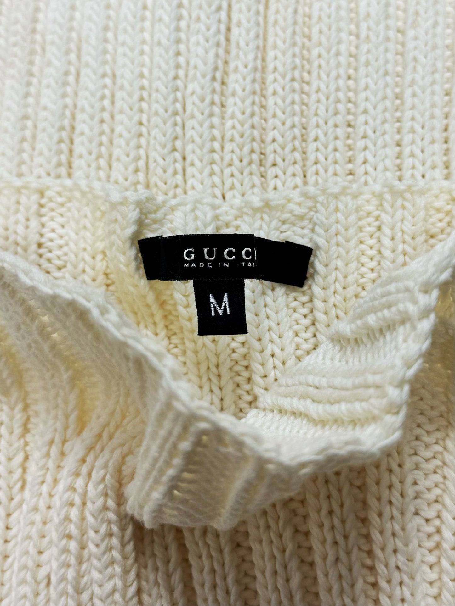 Gucci by Tom Ford Cream/White Wool Ribbed Knit Sweater