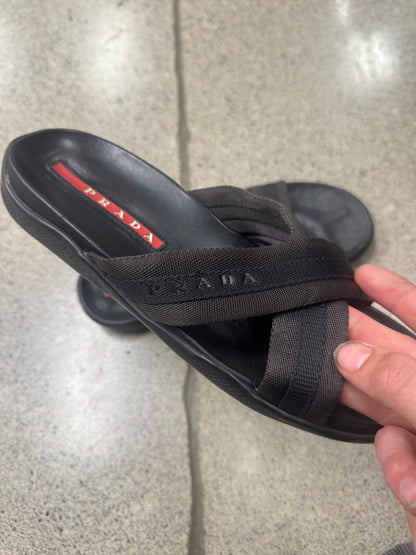 2000s Prada Sport ‘Cross Strap’ Leather Sandals