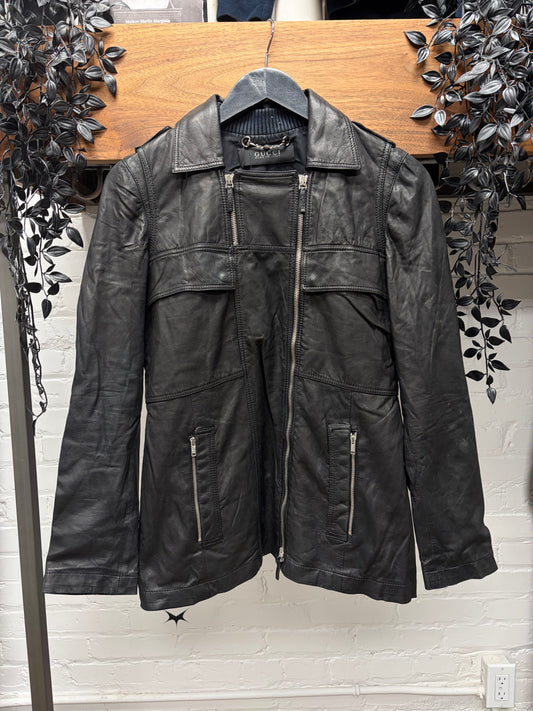2000s Gucci Lambskin Leather Double Zip Collared Jacket