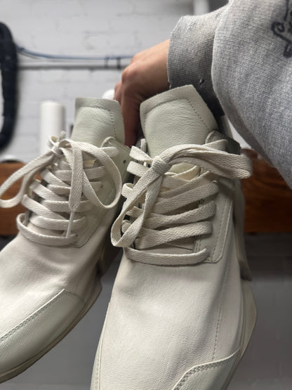 SS2021 Rick Owens ‘Phlegethon’ Milk White Leather Runners