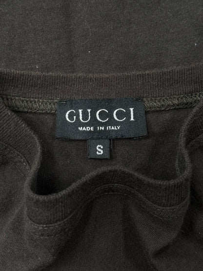 1997 Gucci by Tom Ford GG Logo Cropped Brown T-Shirt